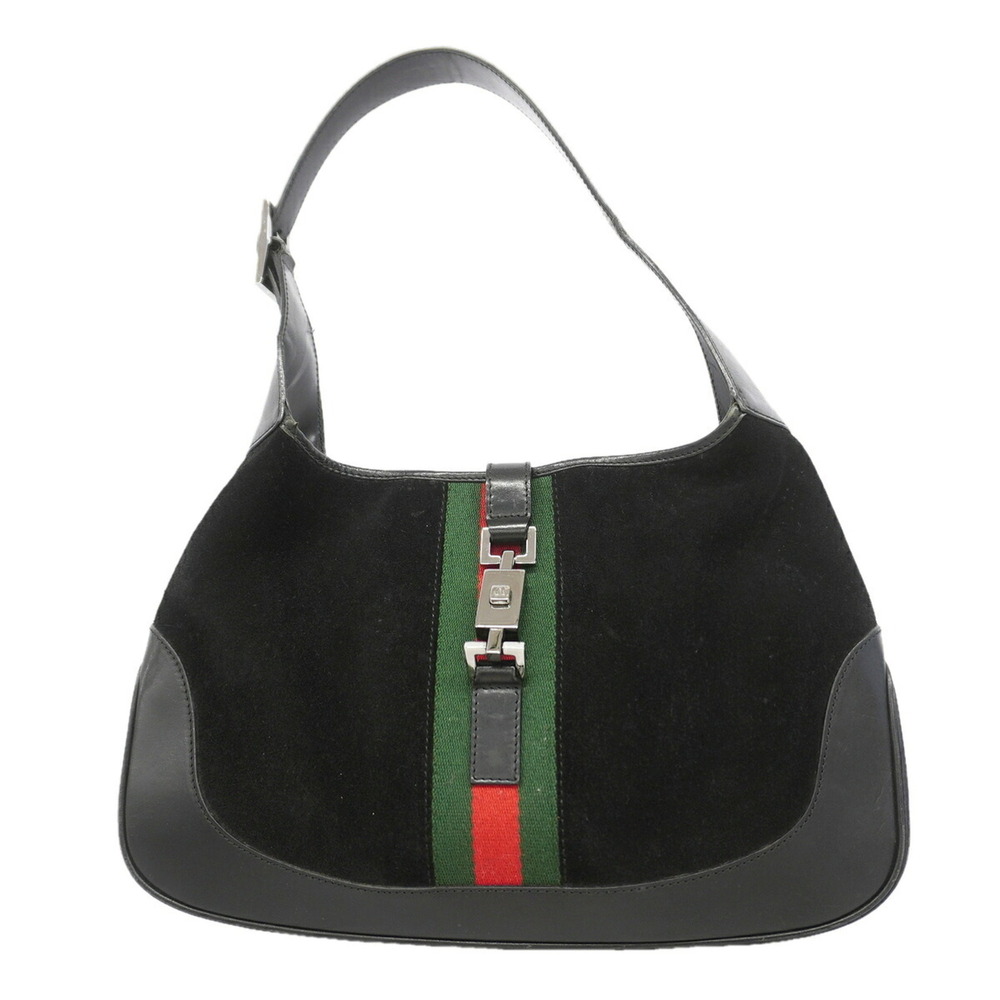 Gucci Shoulder Bag, Sherry Line, Jackie, 00963, Suede, Black, Women's